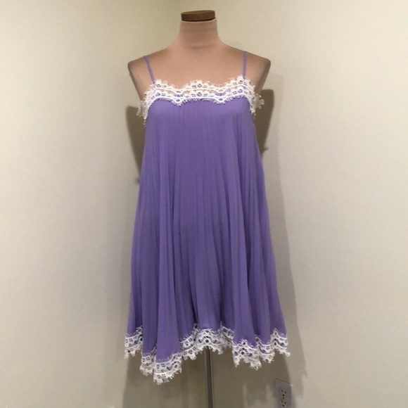 Anthropologie Moulinette Soeurs Slip Dress Size XS Pastel Purple Pleated Mini - Picture 2 of 9